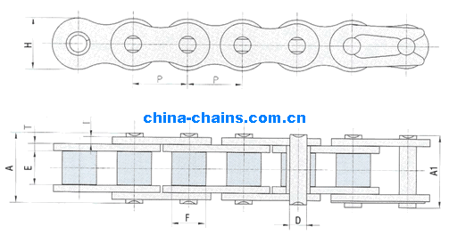 Roller Chain with Plastic Rollers 40-P 50-P 60-P 80- A2050-P