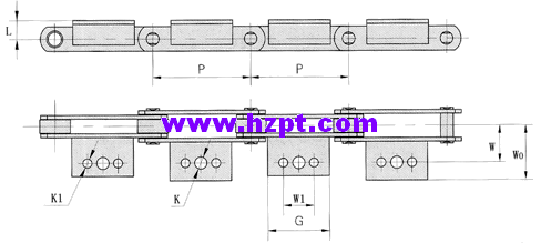conveyor chain with attachment (Z series) Z40 Z100 Z160 Z300