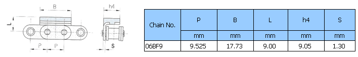 Roller Chain with Vulcanised Elastomer Profiles 06BF9