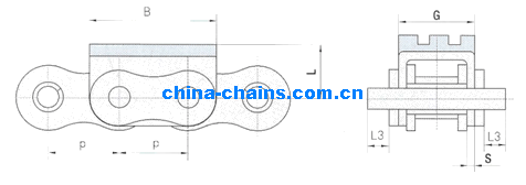 Roller Chain with Vulcanised Elastomer Profiles 16A-G1F3