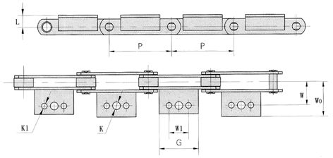 conveyor chain with attachment (Z series) Z40 Z100 Z160 Z300